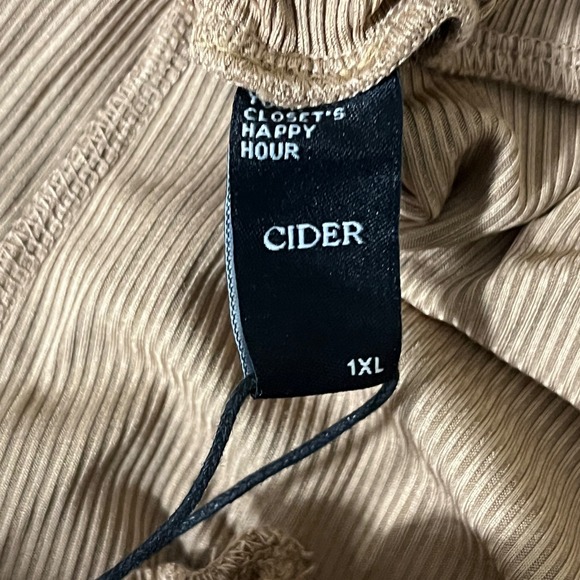 CIDER Ribbed Wide Leg Palazzo Pants Beige Size 1XL Elastic Waist - Picture 3 of 10